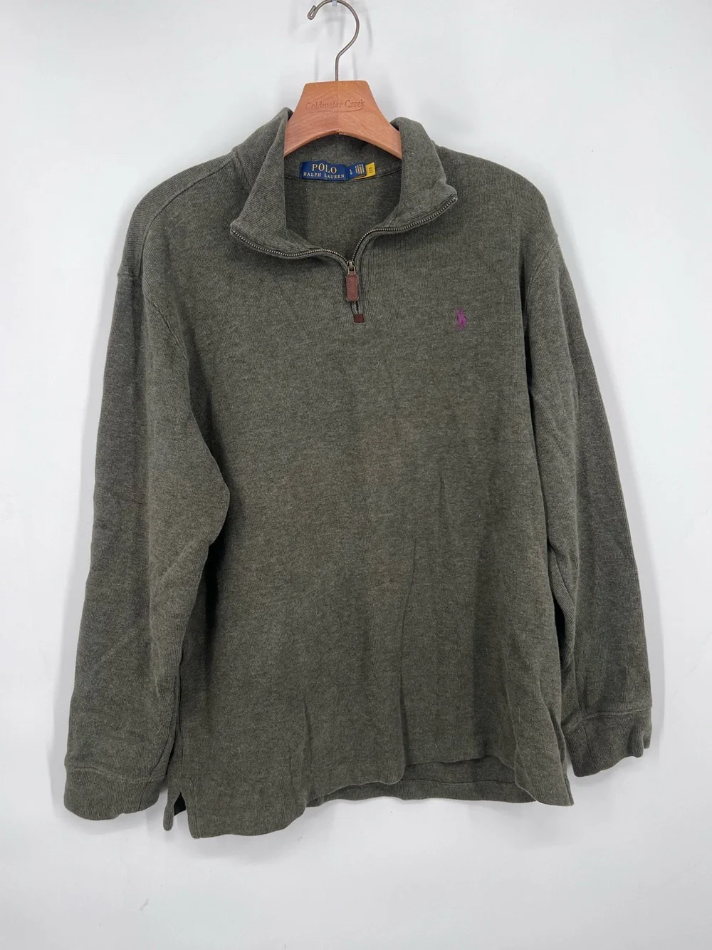 Polo Ralph Lauren Green Purple Pony Embroidered 1/4 Zip Pullover